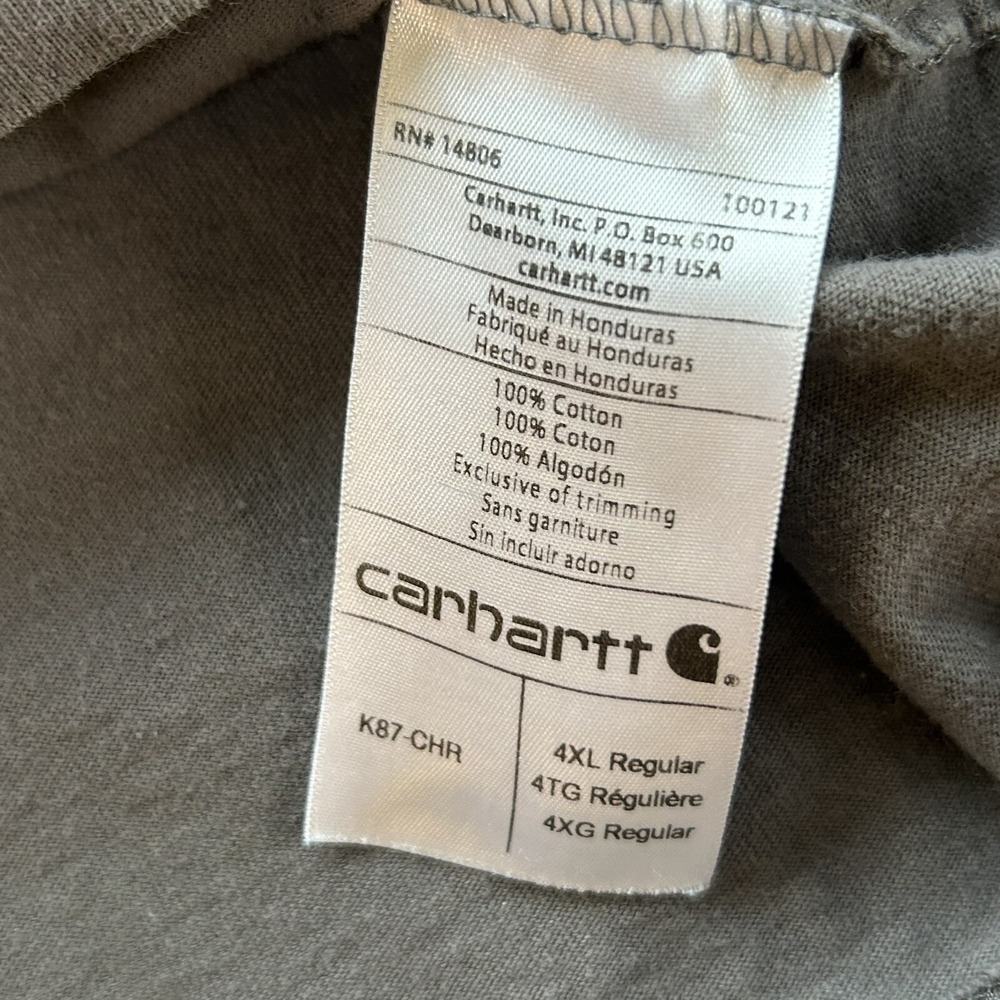 Carhartt Shirt Mens 4XL Grey Original Fit Heavyweight Cotton Pocket‎ T-shirt Big - Picture 4 of 8